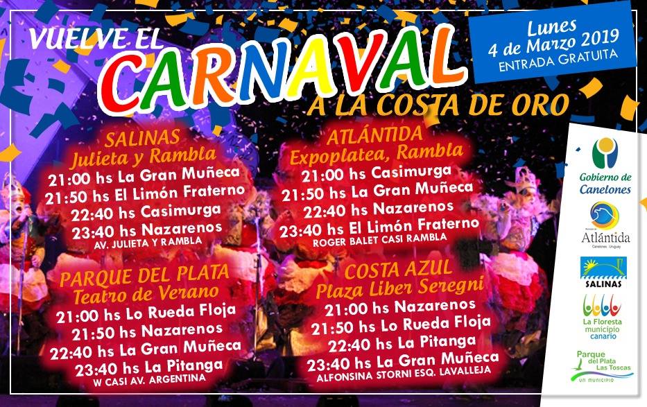Lunes 4 de Marzo. Circuito Carnavalero en la Costa de Oro