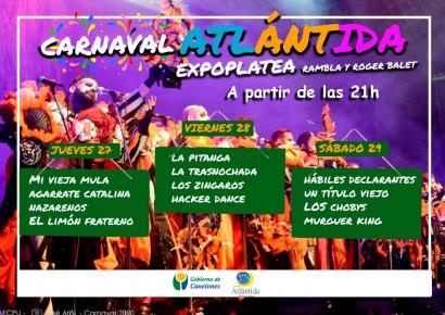Carnaval en la Expoplatea de Atlántida. 27, 28 y 29 de Febrero 21h.