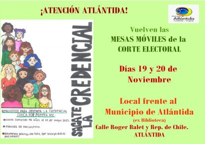 Mesas móviles de la Corte Electoral en el Municipio de Atlántida