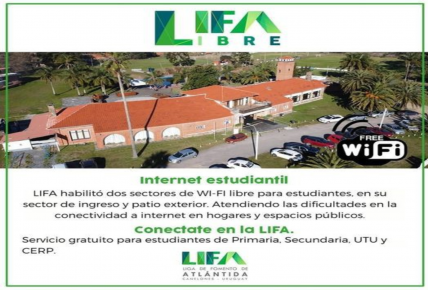 Internet gratuito para estudiantes en LIFA de Atlántida